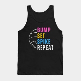 Bump Set Spike Repeat Volleyball For Girls Teens Women Tank Top